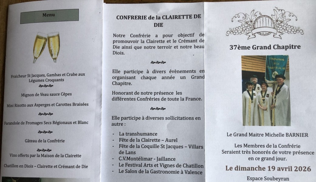 37° Grand Chapitre de la Confrérie de la Clairette