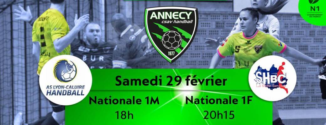 Annecy CSAV / Lyon Caluire (G) 18h -15ème journée Annecy CSAV / La Motte (F) 20h15 - 15ème journée
