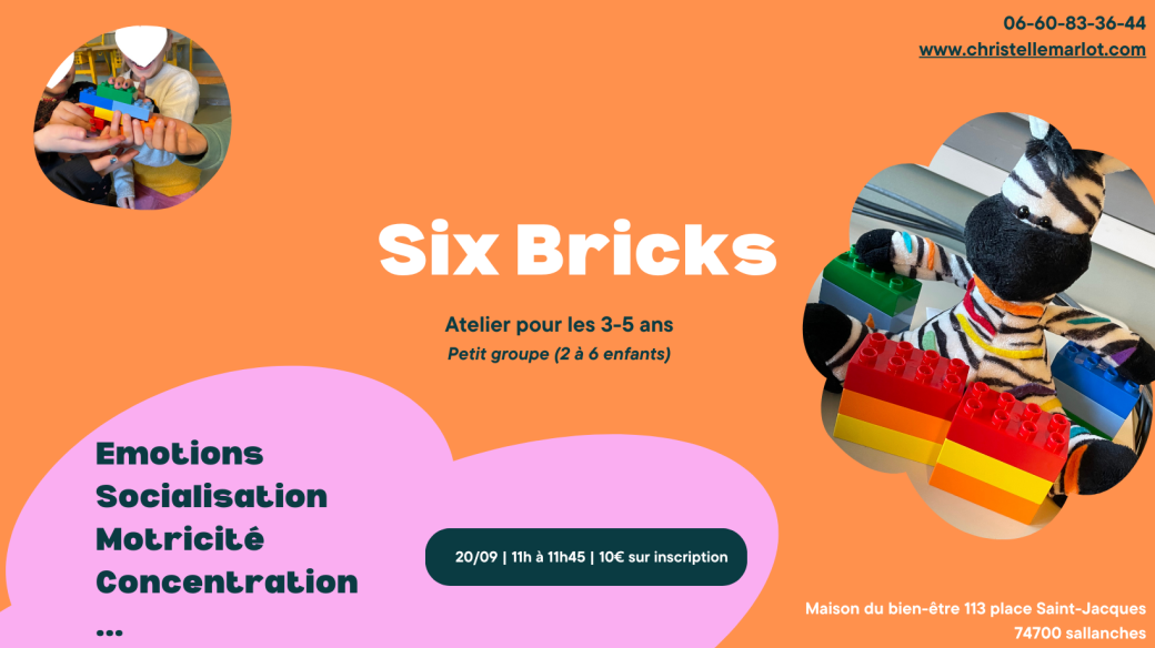 Atelier 3-5 ans  : émotions, socialisation, motricité avec les Sixbricks