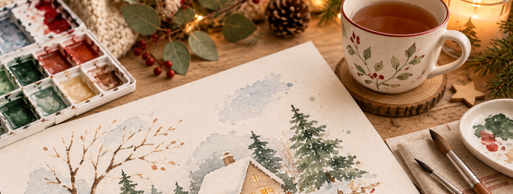 Atelier aquarelle d'hiver - Cartes de voeux