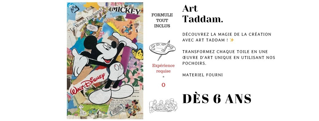 Atelier Artistique aux pochoirs - Mickey et collages papiers colorés