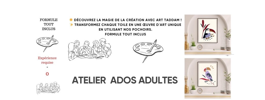 Atelier Artistique aux pochoirs - Toucan ou Perroquet - 2 sujets au choix