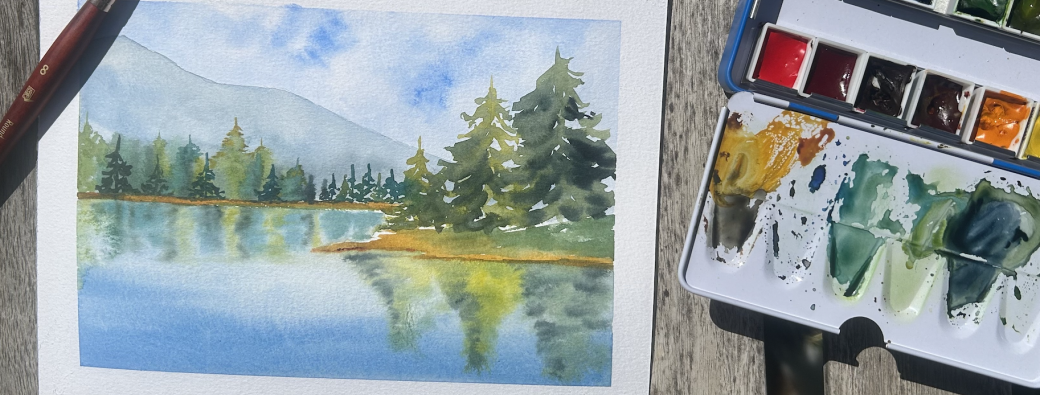 Atelier café / aquarelle ☕  Lac & carnet de voyage 