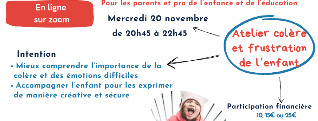 Atelier colère et frustration de l'enfant