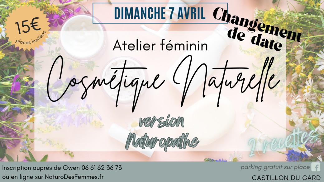 Atelier COSMETIQUE NATURELLE version naturopathie