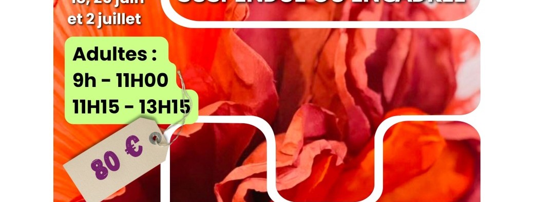 ATELIER CREATIF 18/6 - 9h à 11h - ADULTES : fabrication de fleur en papier encadrée ou suspendue
