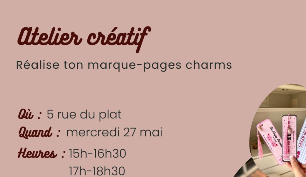 Atelier créatif - Marque page avec charms