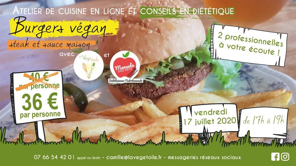 Atelier de cuisine en ligne - Burgers vegan