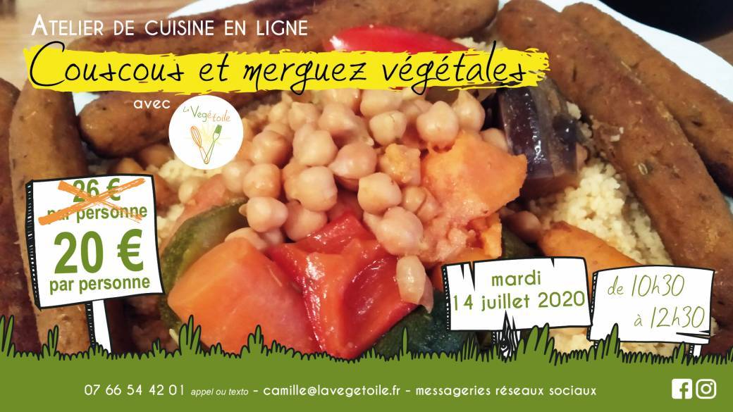 Atelier de cuisine en ligne - Couscous végétal et merguez maison