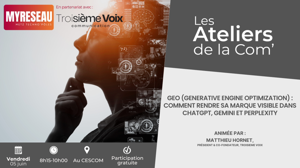 Atelier de la Com' | GEO : comment rendre sa marque visible dans ChatGPT, Gemini et Perplexity