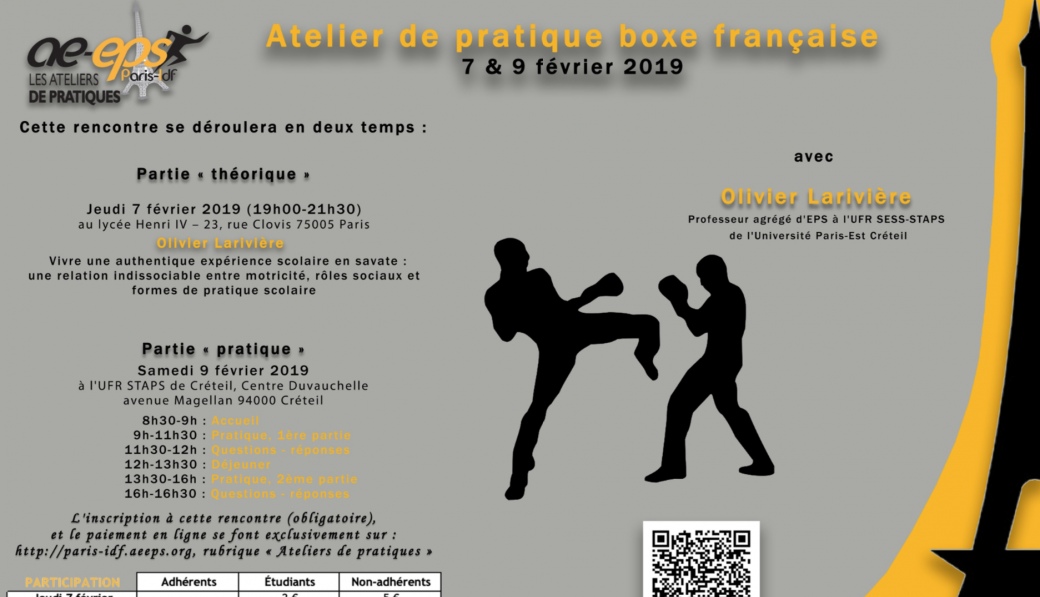 Atelier de pratique savate - boxe française, avec Olivier Larivière