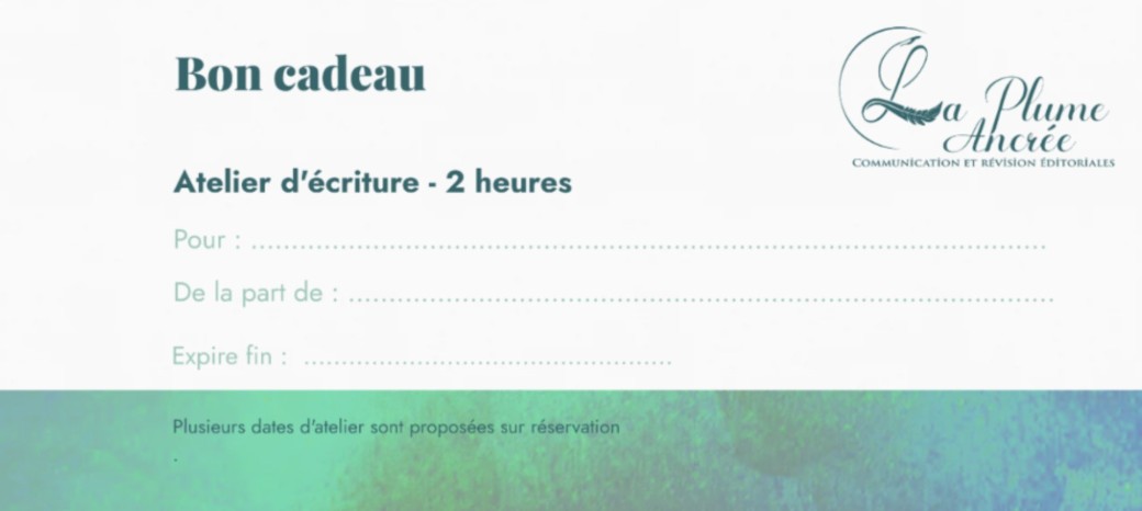 Atelier d'écriture - bon cadeau