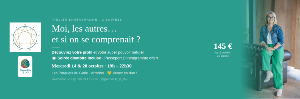 Atelier Ennéagramme à Vannes les mercredis 14 et 28 octobre