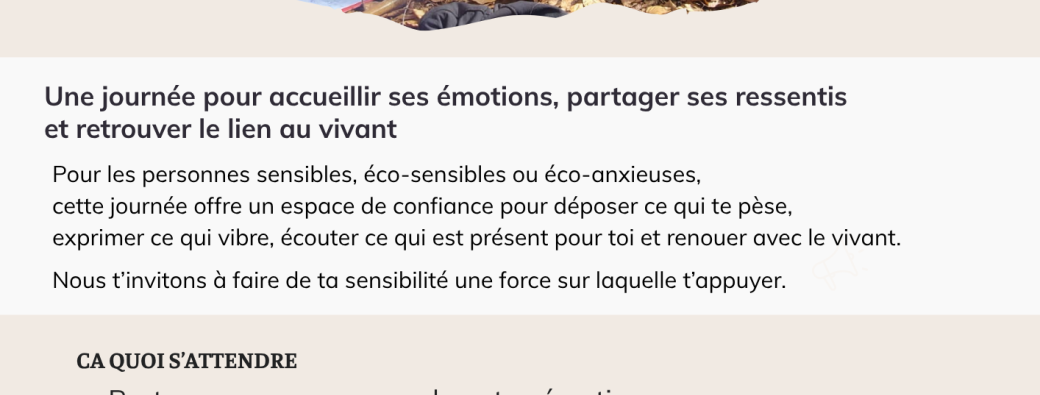 Atelier "Et si votre sensibilité devenait une ressource pour traverser le monde ? "