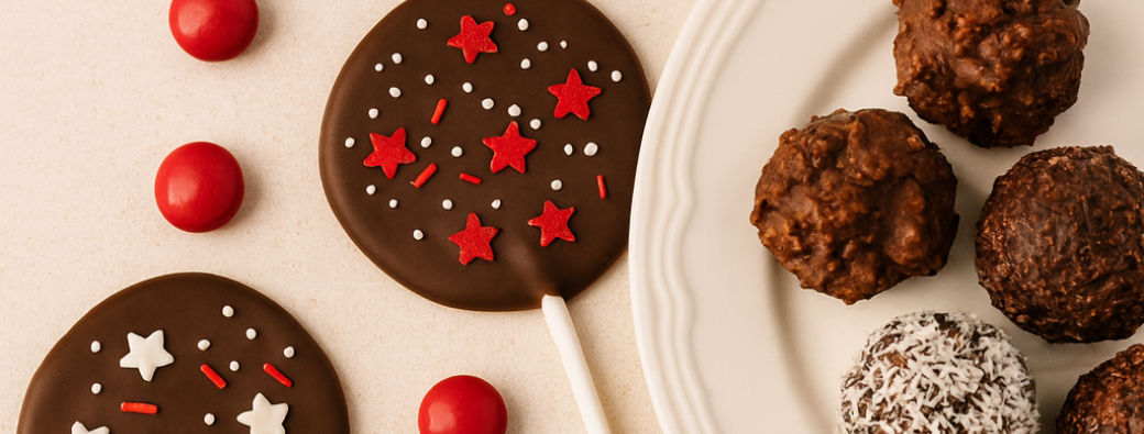 Atelier famille & ado 2h Sucettes en chocolat, rochers croustillants et sablés au chocolat de Noël