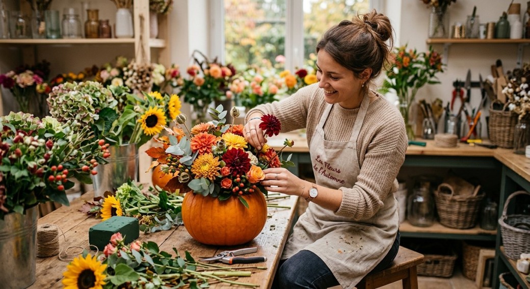 Atelier floral citrouille fleurie