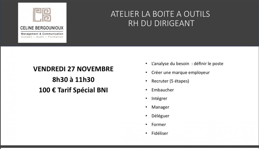 ATELIER LA BOITE A OUTILS RH DU DIRIGEANT