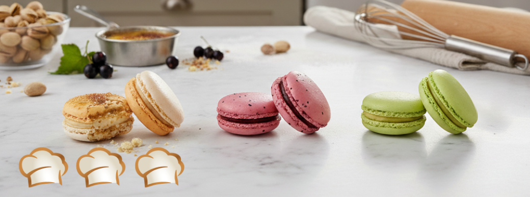 Atelier macarons (figue/chocolat-passion/pistache)