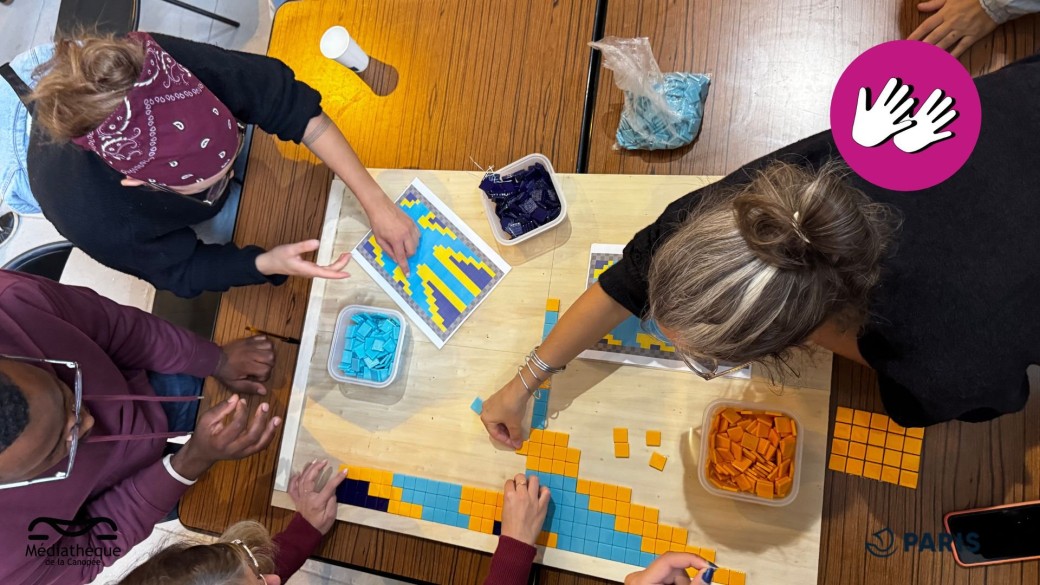 Atelier Mosaïque à la manière de Space Invader [LSF et FR]