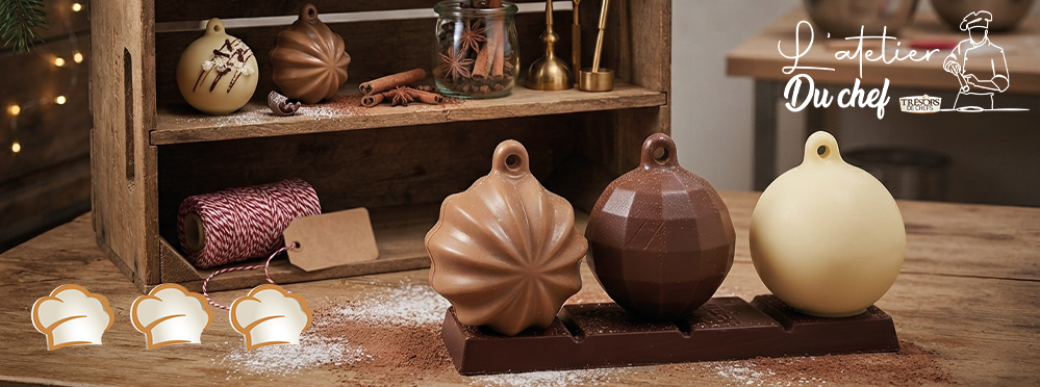 Atelier Trio de boules de Noël, mendiants & tablette gianduja