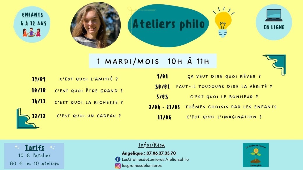 Atelier philo en ligne enfants 6 à 12 ans (mardi)