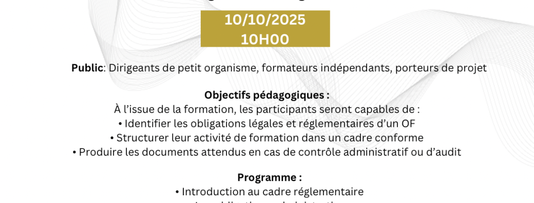 Atelier pratique : "Maîtriser les obligations d’un Organisme de Formation"