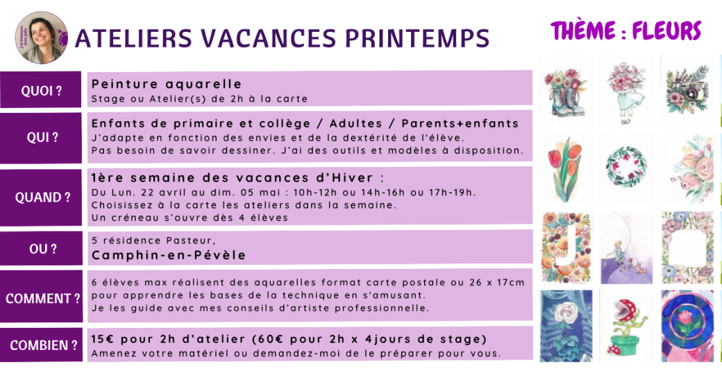 Ateliers aquarelle des Vacances de Printemps 2024