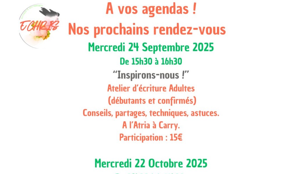 Ateliers Septembre et Octobre 2025