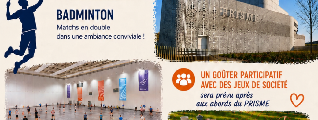Badminton Samedi 3 octobre de 13h à 16h + Goûter - PRISME Bobigny 