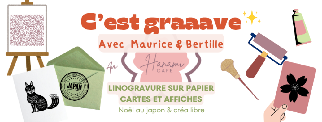 C'est graaave - Atelier linogravure et impression - Cartes et affiches, au Hanami Café, Lille