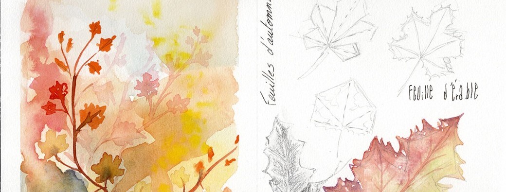 Carnet de voyage à l'aquarelle —  Feuilles d'automne