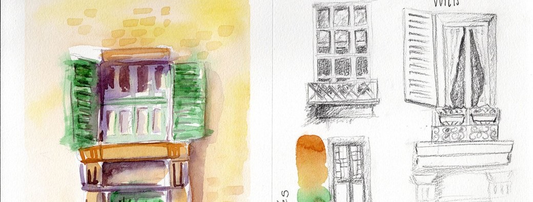 Carnet de voyage à l'aquarelle — Façades de ville
