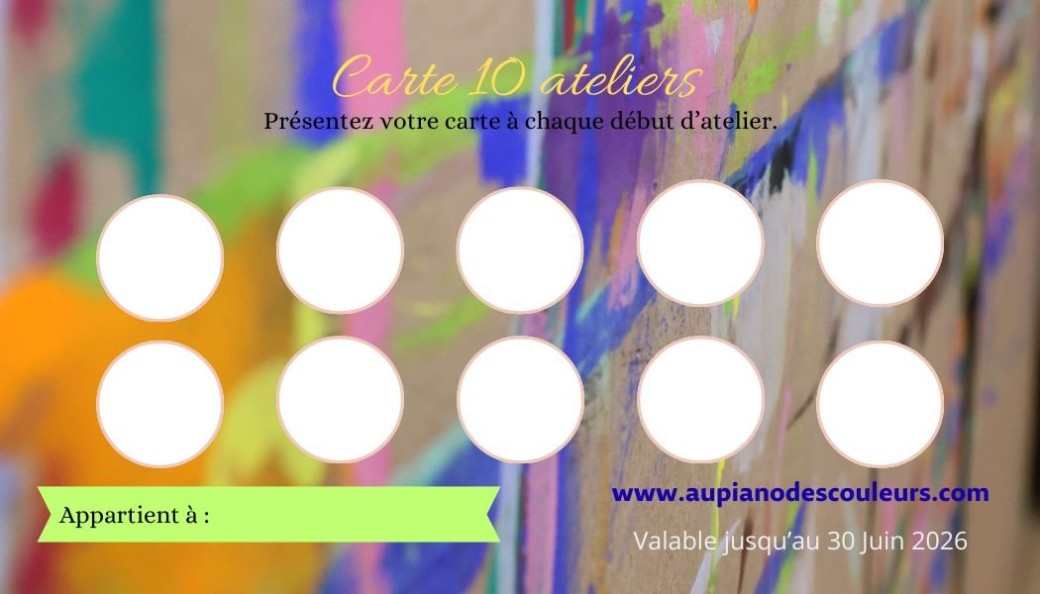 Carte à l'année 10 ateliers