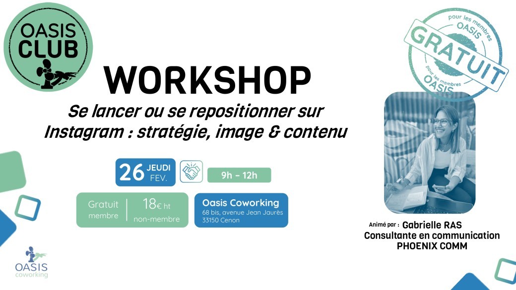 Workshop " Se lancer ou se repositionner sur Instagram : stratégie, image & contenu"