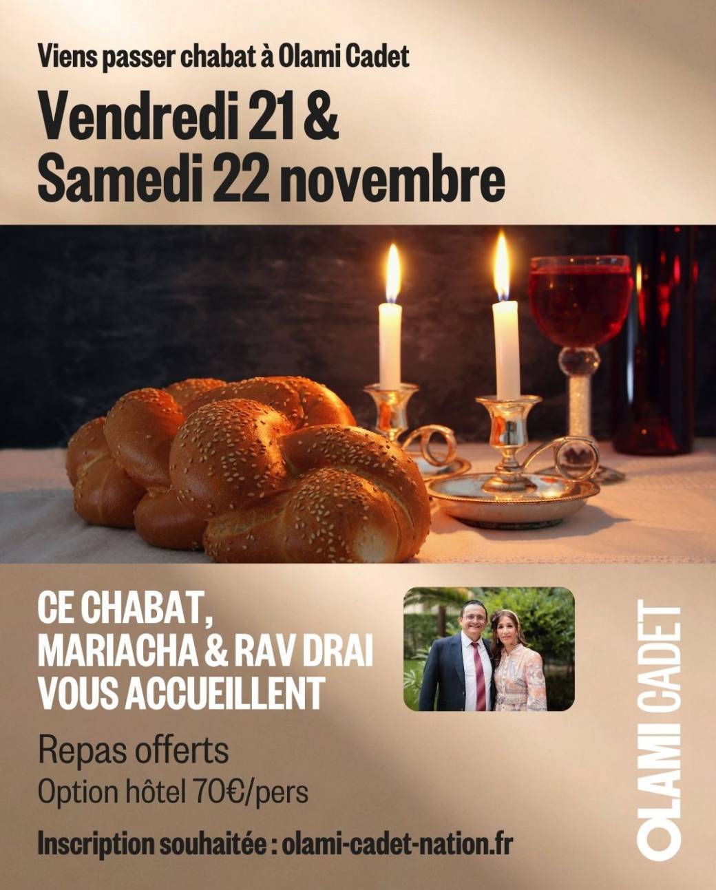 Chabat 21 et 22 novembre avec les Drai 