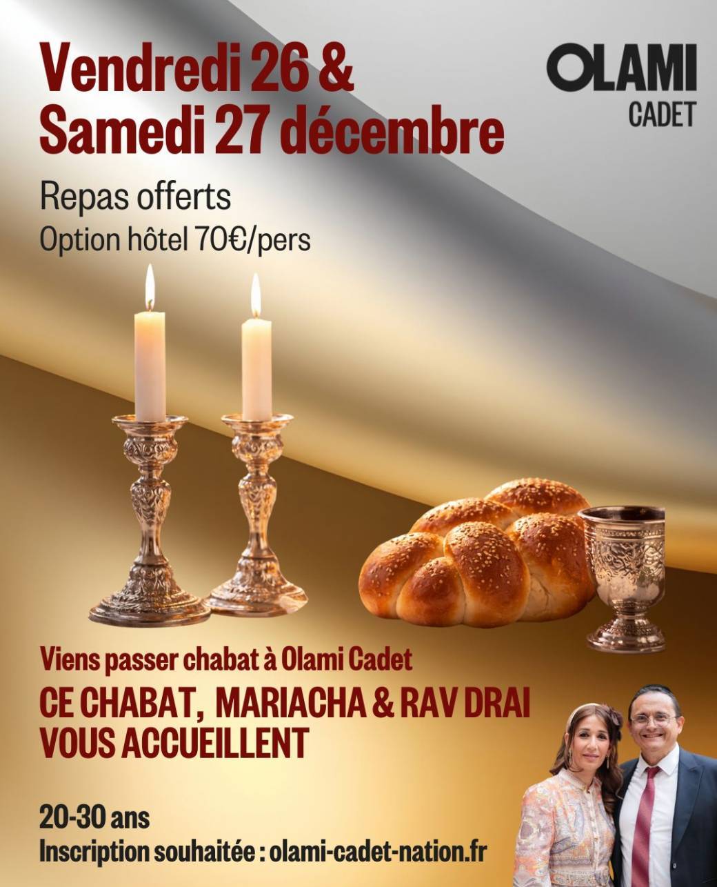 Chabat 26 et 27 décembre avec les Drai 