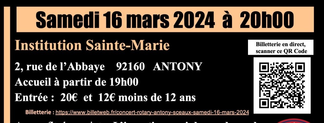 Concert Rotary Antony Sceaux samedi 16 mars 2024