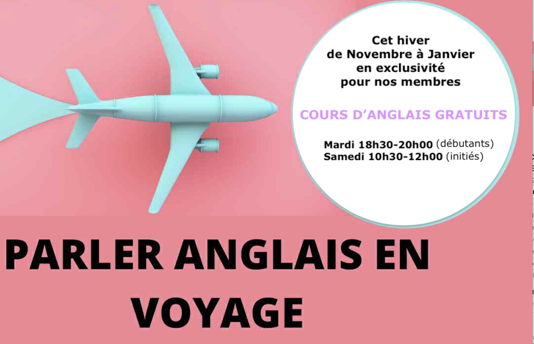 Cours gratuits d'ANGLAIS pour le voyage (exclusivement pour nos membres) 