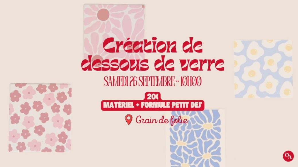 Création de dessous de verre - Chez Grain de Folie | 26 septembre à 10h