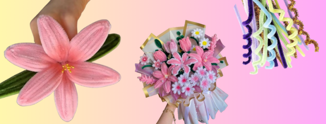 Création de fleurs en fil chenille