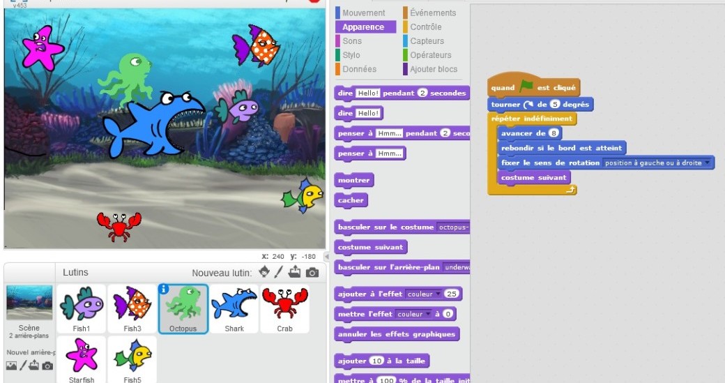 Créer son aquarium numérique sur Scratch