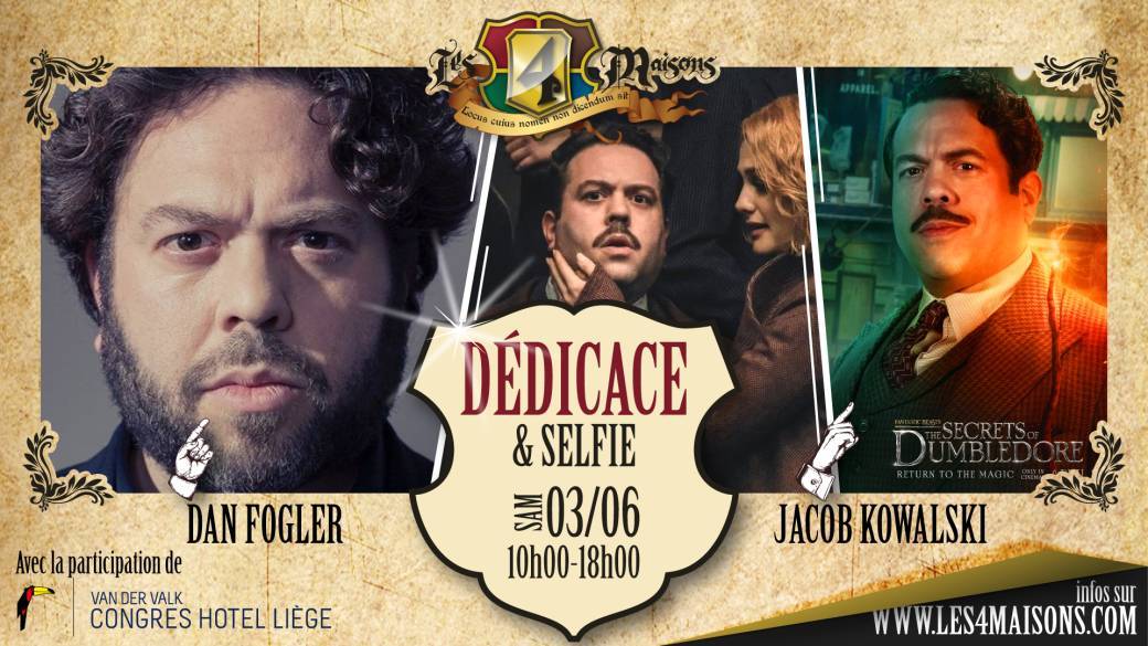 Dédicace Dan Fogler aka Jacob Kowalski dans Les Animaux Fantastiques chez Les 4 Maisons Liège