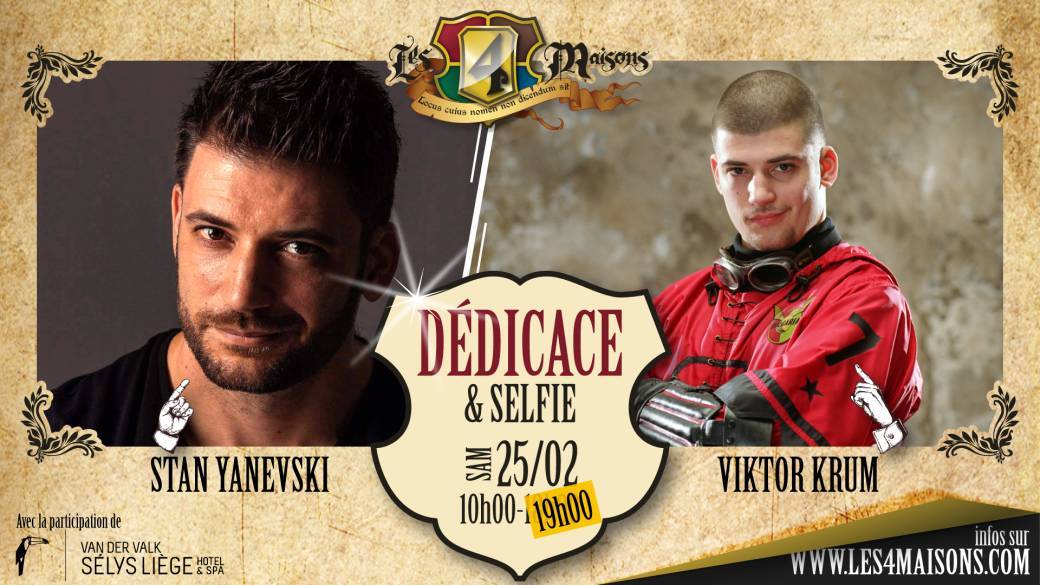 Dédicace Stan Yanevski aka Viktor Krum dans Harry Potter chez Les 4 Maisons Liège