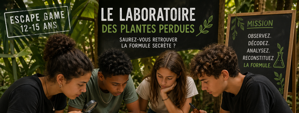 Escape game "Le laboratoire des plantes perdues, sauriez-vous retrouver la formule secrète ? "