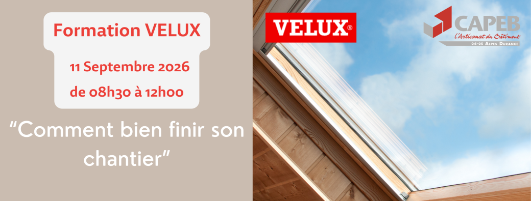 Formation VELUX 11 Septembre 2026 