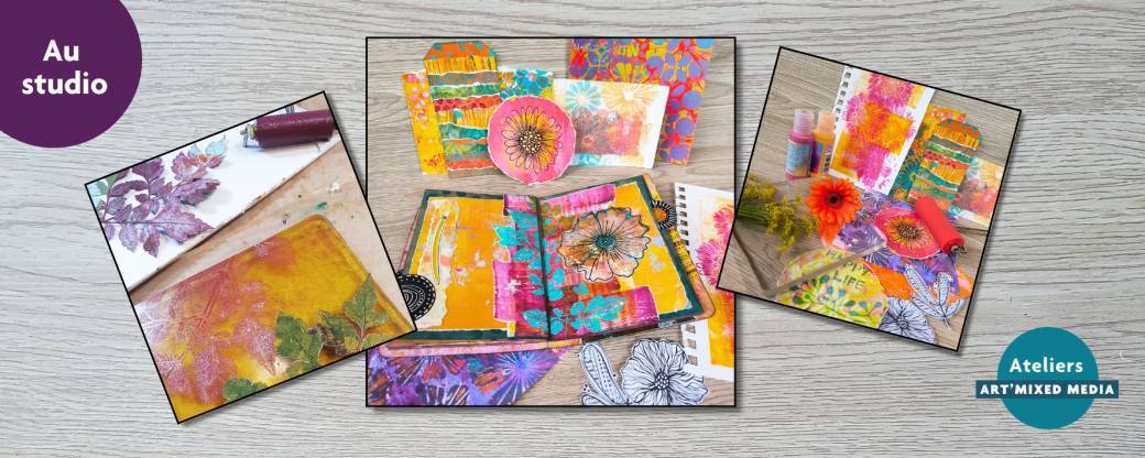 Atelier ART'Mixed media - Ode au printemps / Gel press - Au STUDIO