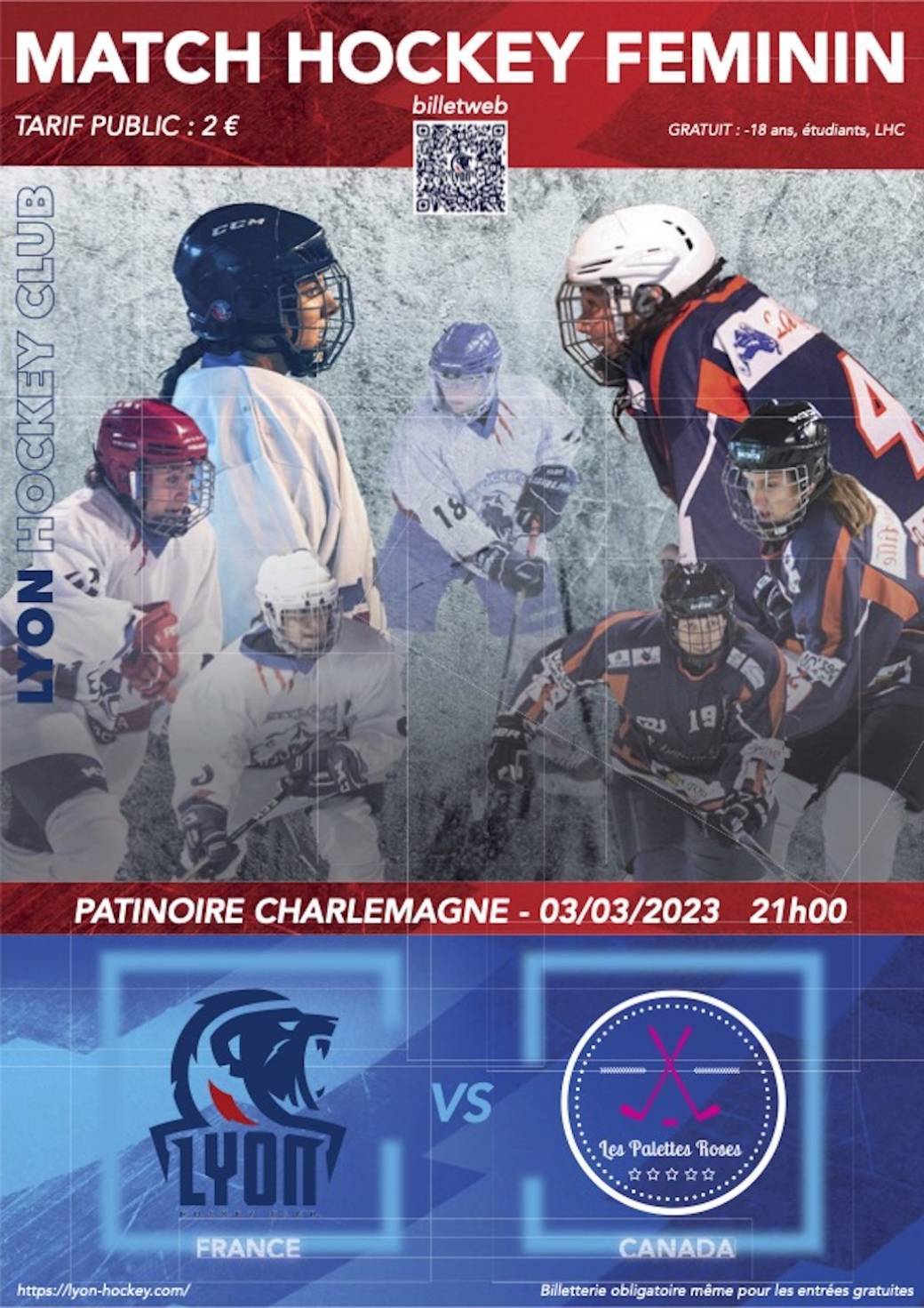 Hockey féminin Lyon - Les Palettes Roses (Canada)