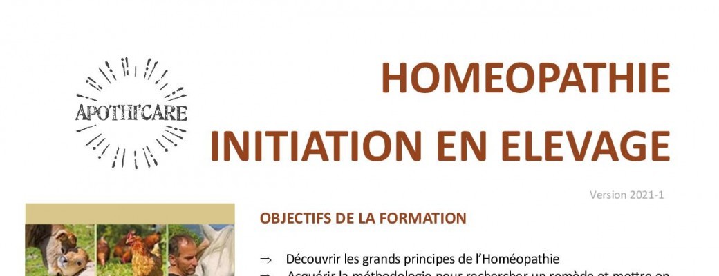 Homéopathie - Initiation en élevage