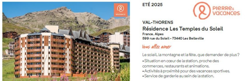 HORS CSE : VAL THORENS du 12.07.25 au 19.07.25