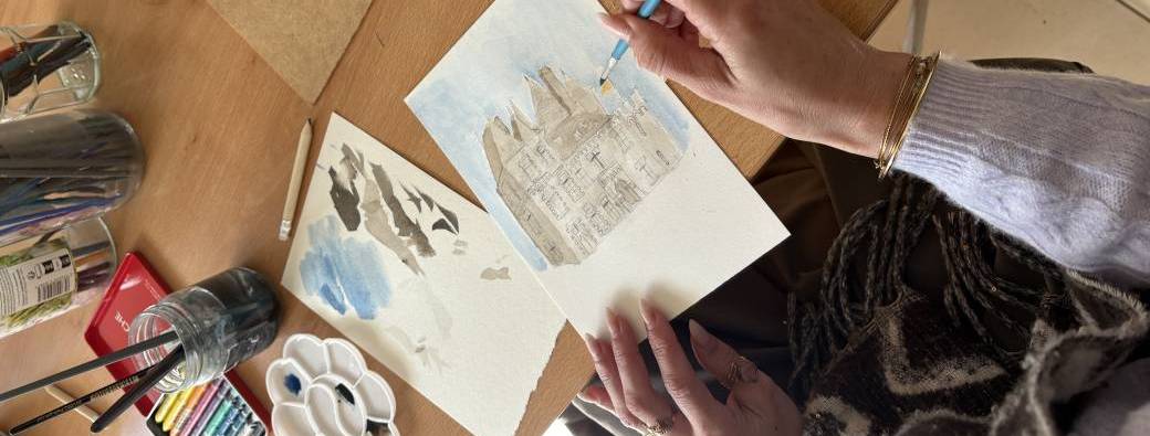 Atelier illustration : le château de Pornic, côté cour et jardins